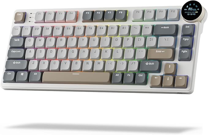 RK ROYAL KLUDGE N80 Low Profile Mechanical Keyboard w/Smart Display Screen