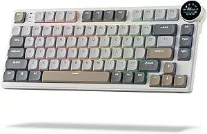 RK ROYAL KLUDGE N80 Low Profile Mechanical Keyboard w/Smart Display Screen