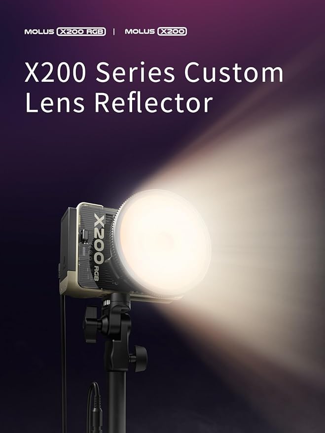 ZHIYUN MOLUS X200 Standard 200W Video Light Supports V-Mount Battery, HUB Expansion, and PD Power Photography Lighting 2700K-6500K CRI≥95 TLCI≥97 Only 800g for Tiktok