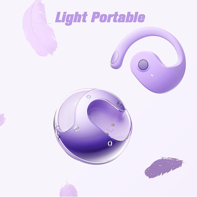 Over The Ear Earbuds Open Ear Buds Headphones Over Ear Air Bone Conduction Earbuds Earphones Bone Conducting Air Bone Conduction Headphones Bluetooth Over-Ear Purple