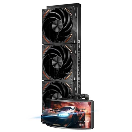 Thermalright Rainbow Vision 360 Turbo ARGB Black 360mm Aio Cooler, 60HZ Curved Screen with 2400x1080 Resolution,for AM4/AM5,Intel LGA1851/1700,6.67in 3D with Magnetic Suction Screen,3000RPM Fan Speed