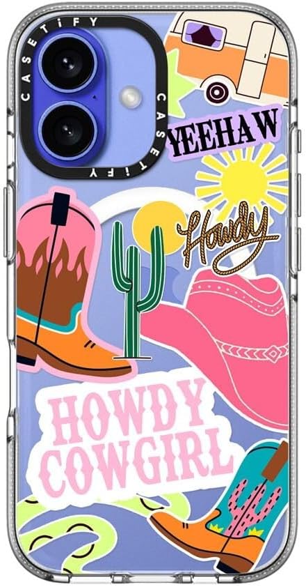 CASETiFY Clear iPhone 16 Case [Not Yellowing / 6.6 ft. 3X Military Grade Drop Protection/Compatible with Magsafe] - Howdy Cowgirl - Clear
