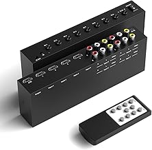 8 in to 1 Out RCA/HDMI Switcher，4 Way HDMI 2.0 + 4 RCA to HDMI Converter，4:3/16:9 Switcher Support 4K and 3D for PS1/2/3/4/5, N64, SNES, Switch, DVD, Roku, Fire Stick，etc. - Image 1