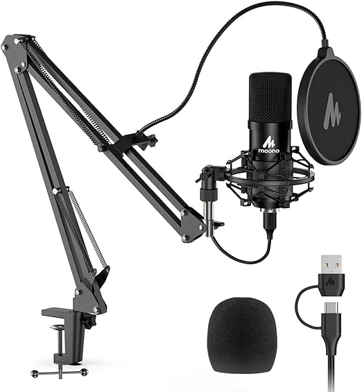 MAONO A04 USB Microphone, 192kHz/24Bit Condenser Mic Kit for PC Podcast