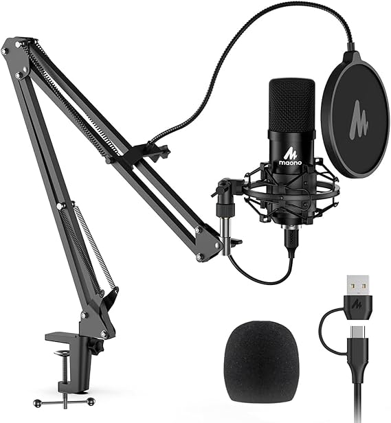 MAONO A04 USB Microphone, 192kHz/24Bit Condenser Mic Kit for PC Podcast