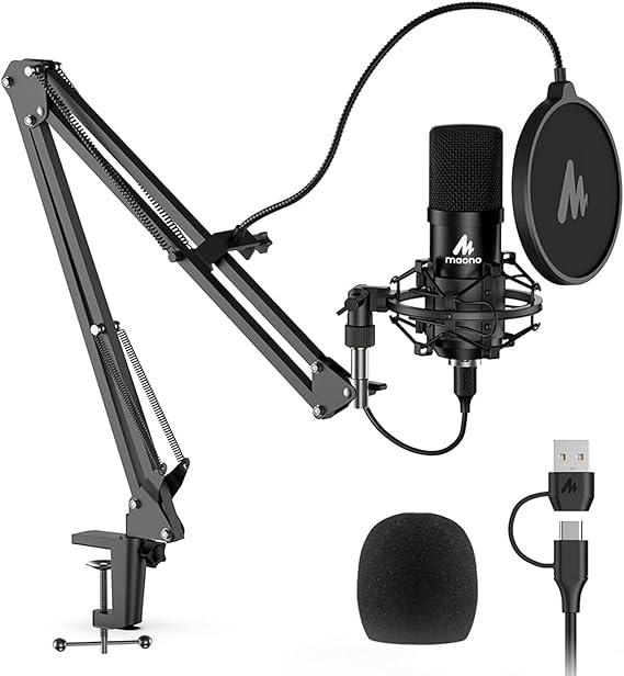 MAONO A04 USB Microphone, 192kHz/24Bit Condenser Mic Kit for PC Podcast