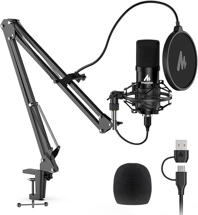 MAONO A04 USB Microphone, 192kHz/24Bit Condenser Mic Kit for PC Podcast