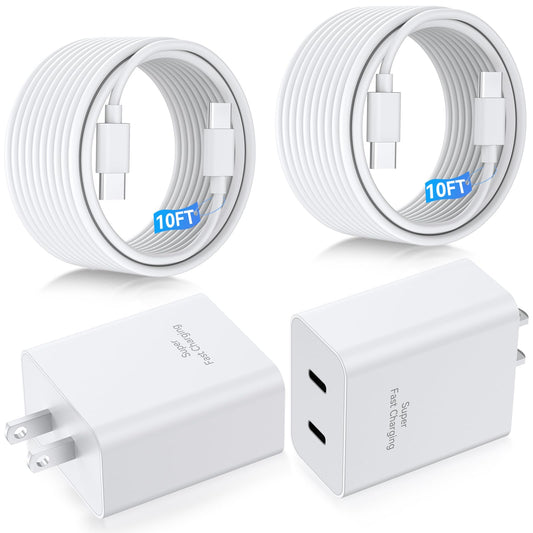 45W Samsung Charger Fast Charging,2Pack Dual Port Super Fast USB C Charger Block,Quick Type C Chargers Adapter 10FT Long USB C Cable for Samsung Galaxy S25 Ultra/S25+/S25/S24/S23/S22/S21/S20/Note20/10 - Image 1