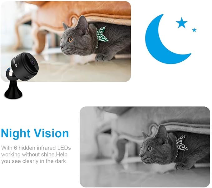 WiFi Camera Night Vision - Motion Detection Nanny Cameras - Small Wireless Camera for Pet/Nanny Monitor Pan/Motion Detection - HD 1080P