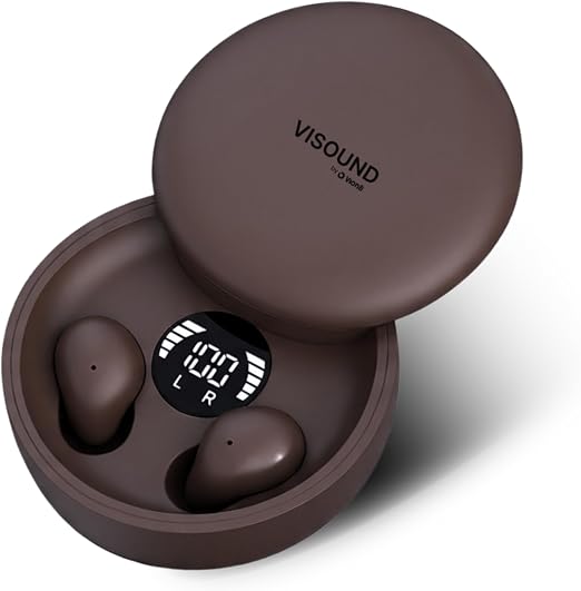 Air VionB Skin Tones Invisible Earbuds for Small Ears - Wireless Bluetooth 5.4, Skin-Matching Mini Stemless Ear Buds, IPX5 Waterproof, Crystal Clear Calls, Discreet for Work (Deep Espresso)