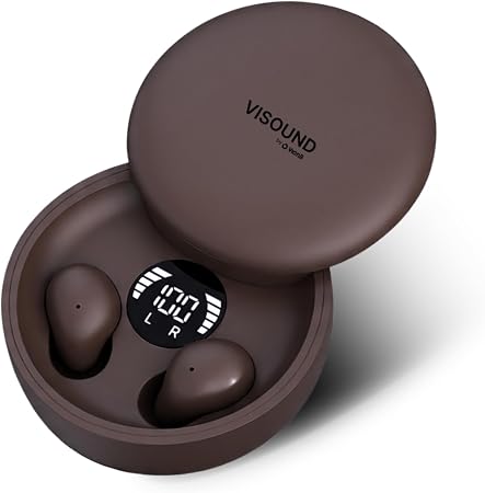 Air VionB Skin Tones Invisible Earbuds for Small Ears - Wireless Bluetooth 5.4, Skin-Matching Mini Stemless Ear Buds, IPX5 Waterproof, Crystal Clear Calls, Discreet for Work (Deep Espresso)