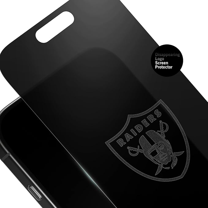 NFL Las Vegas Raiders Privacy Screen Protector for iPhone 15 Pro Max,16 Plus, and 15 Plus - with Disappearing Logo - Scratch-Resistant and Easy-to-Install Screen Protectors w/Installation Tray