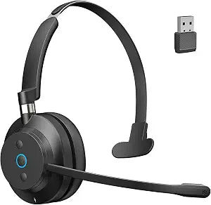 Wireless Headset with Mic for PC, Bluetooth & USB Dongle for Work