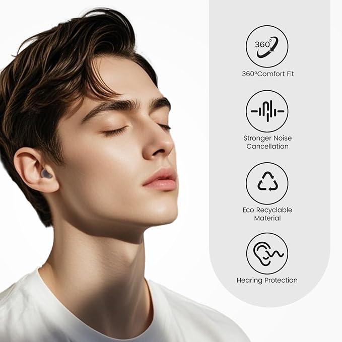 Zeroplus Ear Plugs for Sleeping Ultra-Comfortable Earplugs for Sleep,Professional Ear Plugs for Noise Reduction-26 dB, 3 Adjustable Sizes, Ideal for Sleep,Focus,Travel and Those Sensitive to Noise