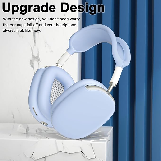 ATUAT for AirPods Max Headphones Case, Protective Silicone Case Cover Skin Accessories Anti-Scratch for Women Men for Apple AirPods Max 2024/2020 (USB-C/Lightning), Light Blue