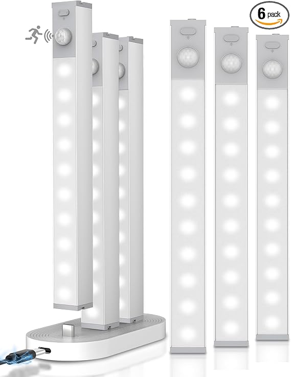 GOODEA 7" Under Cabinet Lighting with Charging Station, 6 Pack