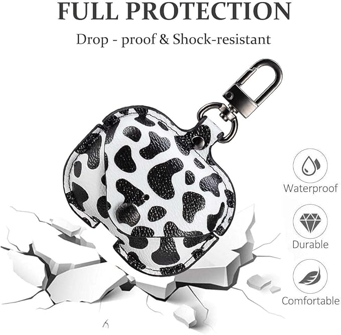 Genuine Leather Case Compatible with AirPods Pro Case 2nd/1st Gen (2023/2022/2019), VOMA Protective Cover for Apple AirPods Pro 2/Pro Wireless Charging Case with Keychain and Snap Lock Cow