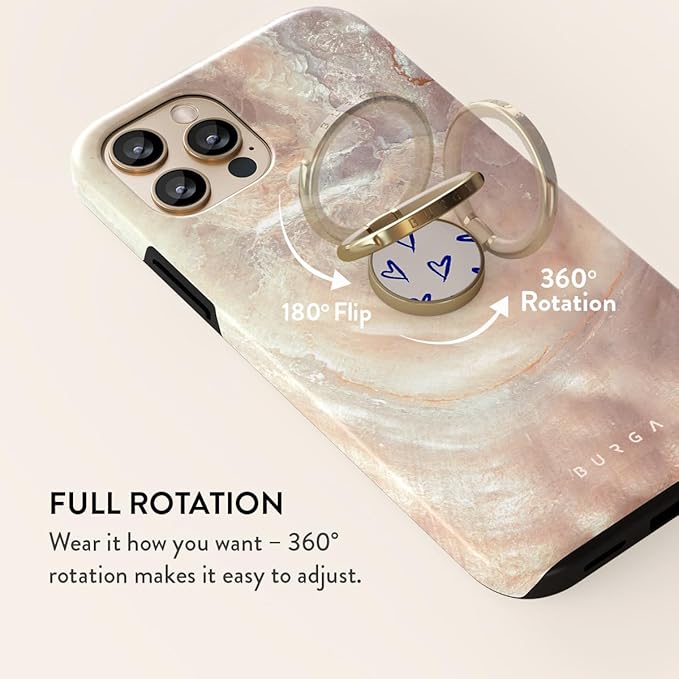BURGA Cell Phone Ring, Holder Grip and Stand - Finger Phone Grip for Back of Smartphone Case, Kickstand 360 Rotation, Universal Ring for iPhone Samsung Galaxy Huawei Google Pixel, Stylish Accessories