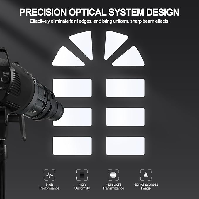 WELLMAKING S-80LED Bowens Mount Optical Snoot Designed Exclusively for LED Lights, 90% Brighter Output with 38° Adjustable Focus Lens, Delivering Sharp and Crisp iamge for Photography, Studio Video