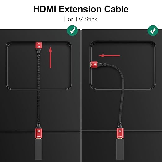 HDMI Extender 8K HDMI Extension Cable 1.5FT, HDMI 2.1 Male to Female Adapter Extension Cord 8K@60Hz, 4K@120Hz, 2K, 3D, HDR Compatible with Roku TV Stick, HDTV, PS5/PS4, Laptop, Monitor, Projector, PC