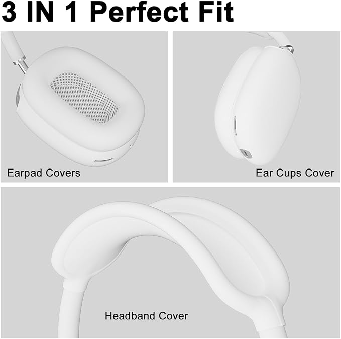 ATUAT for AirPods Max Headphones Case, Protective Silicone Case Cover Skin Accessories Anti-Scratch for Women Men for Apple AirPods Max 2024/2020 (USB-C/Lightning), White