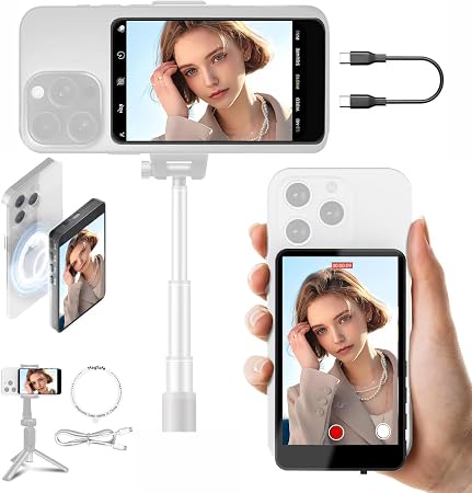 SYNCO Xview M4 Wireless Phone Vlog Selfie Monitor for iPhone & Android, 4K/1080P Rear Camera Phone Monitor with 164FT Range, Low Latency, Built-in Speaker for YouTube TikTok Live Streaming (Black)