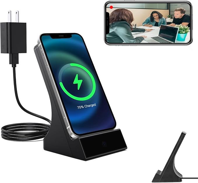 Hiddeen Camera Charger Phone Camera Charger, 1080P HD with Night Vision and Motion Detection Live View 24/7 Loop SD Storage Hidden Cam for Office/Pet/Baby Home Security Idoor.