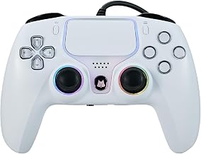NBCP Wired Controller for PS5 - Gaming Controller for PlayStation 5, PS4, PC/Steam, Turbo & Linear Hall-effect Trigger, Dual Vibration, 3.5mm Audio Jack - White - Image 1