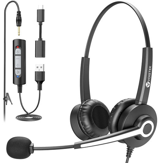 Voistek USB Headset with Microphone for PC, Laptop & Mac
