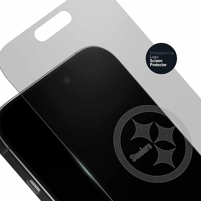 NFL Pittsburgh Steelers Clear Screen Protector for 14 Pro Max - with Disappearing Logo - Scratch-Resistant and Easy-to-Install Screen Protectors (Includes Installation Tray)