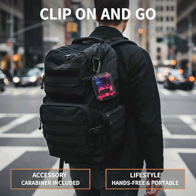 for AirPods 4 Case 2024 with Secure Lock Clip - Military-Grade Drop Protection AirPods 4th Generation Case, Carbon Fiber Shockproof Cover, Automatic Pop-up & Carabiner Hook, Starry Sky