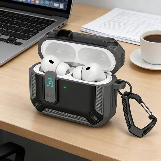 for AirPods Pro 2 Case for AirPods Pro2rd Gen | Full Drop Protection with Carabiner Keychain | Cute AirPods Pro 2st/1nd Generation Case for Men Women