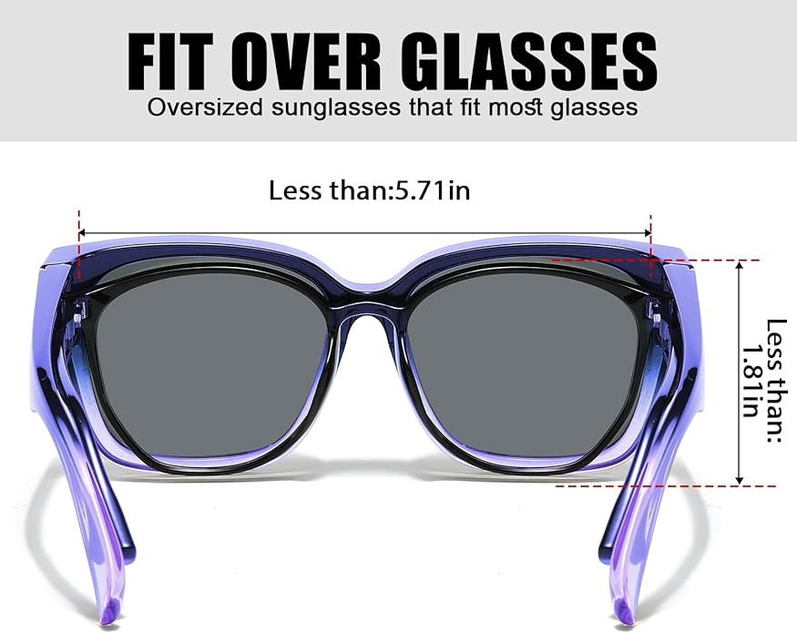LVIOE 2 Pack Polarized Fit Over Sunglasses for Women Men Oversized Square Over Glasses Sunglasses with UV Protection LS7511