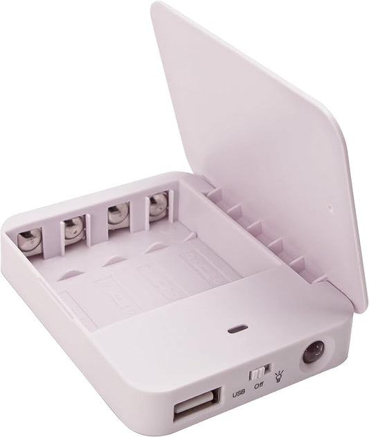 4AA Operated Battery Powered Phone Charger Holder, Battery Holder for Emergency Charging, Portable USB Charging Stand with 4 Battery Slots (Batteries Not Included)
