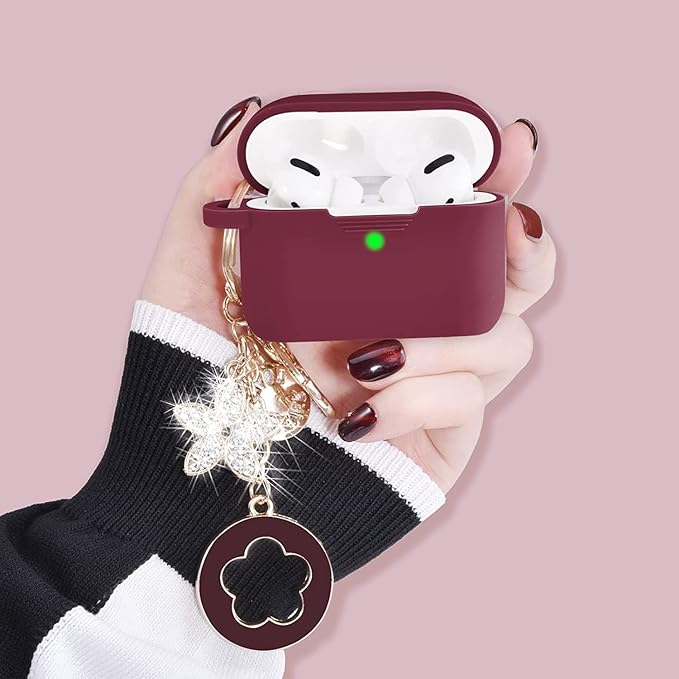 Case for Airpods Pro 1st 2nd Generation - VISOOM Airpods Pro 1/2 Cases Cover Women Silicone iPod Pro 2 Earbuds Wireless Charging Case Girl Bling Keychain for Apple Airpod Gen Pro 2