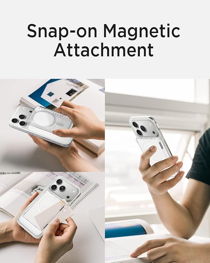 Miimall Magnetic Wallet for iPhone 17/16/15/14 Series, [2-Card] Mag Safe Card Holder Secure Flip Cover, Minimalist Hard PC Durable Pixelsnap Magnet Phone Wallet for Pixel 10 Pro/XL/Fold Crystal Clear