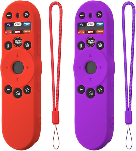 2 Pack Hi Color Remote Cover for Vizio TV Remote XRT270 Smart TV Remote 2023, Silicone Vizio Control Case Cover for VIZIO XRT270 Silicone Sleeve with Lanyard(Red+Purple)