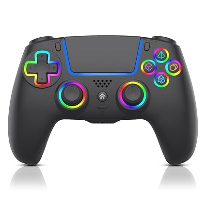 ADHJIE Compatible with PS5 Controller, RGB LED Wireless Controller for PS5