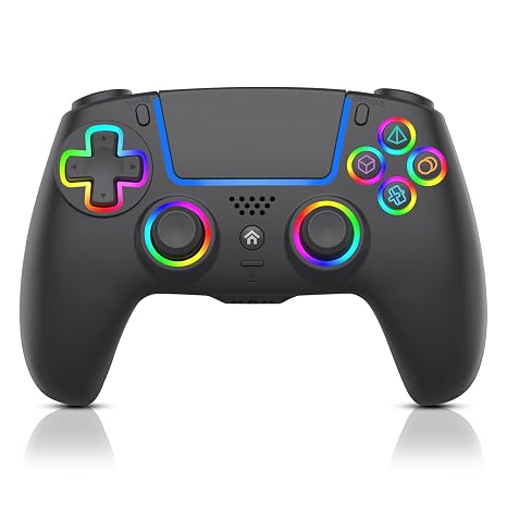 ADHJIE Compatible with PS5 Controller, RGB LED Wireless Controller for PS5