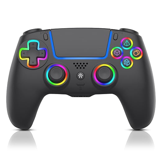 ADHJIE Compatible with PS5 Controller, RGB LED Wireless Controller for PS5