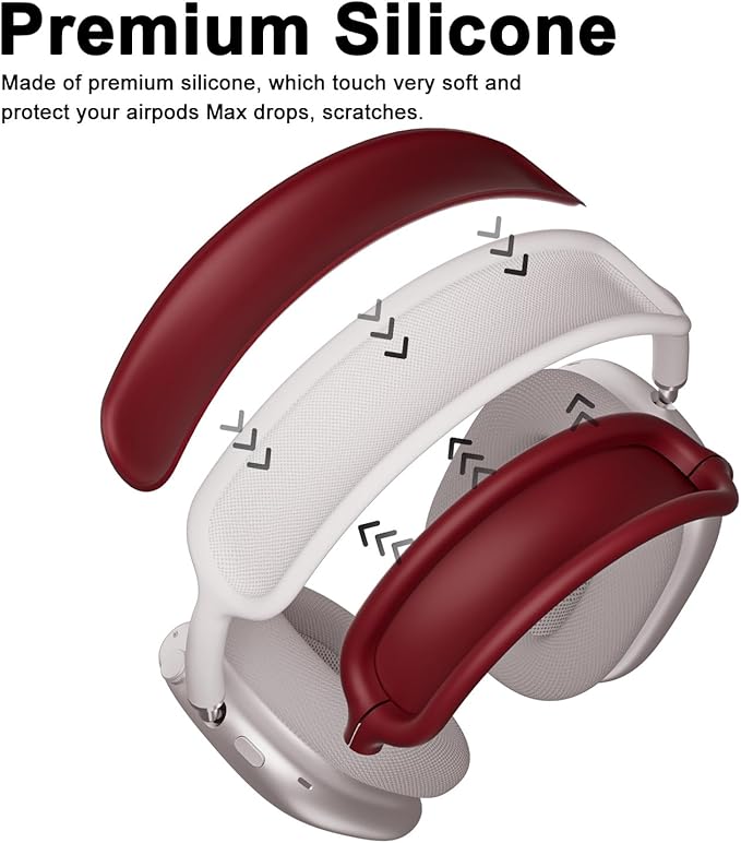 ATUAT for AirPods Max Headphones Case, Protective Silicone Case Cover Skin Accessories Anti-Scratch for Women Men for Apple AirPods Max 2024/2020 (USB-C/Lightning), Burgundy