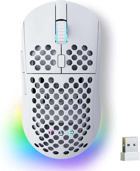 TMKB Falcon M1 Wireless Gaming Mouse, 24000 DPI, 180-Hour Battery, White