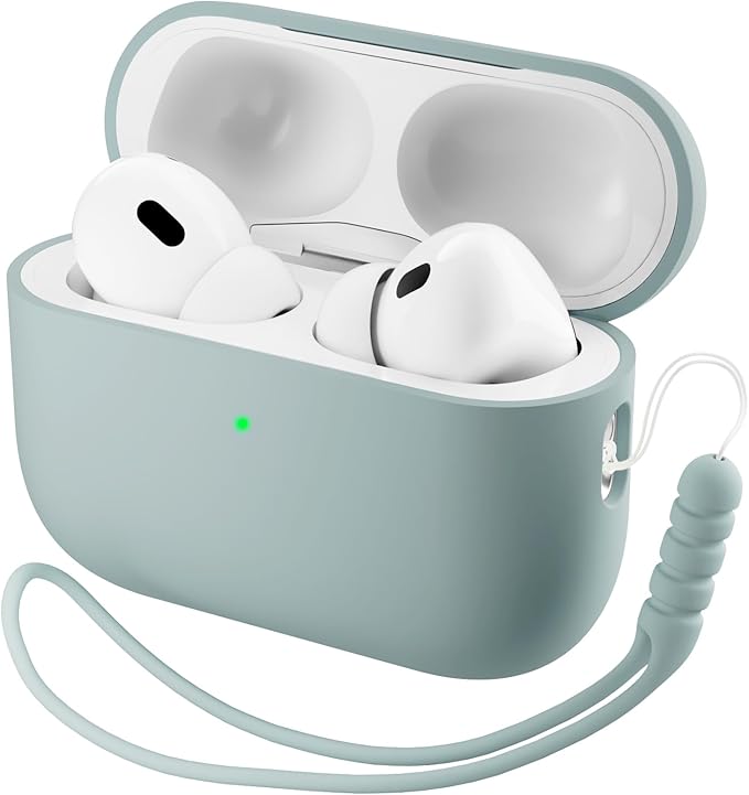 ORNARTO Compatible with AirPods Pro 3 Case 2025, Full Protective Hybrid Silicone for AirPods Pro 3rd Generation Case, Front LED Visible Skin Cover-Mint Green
