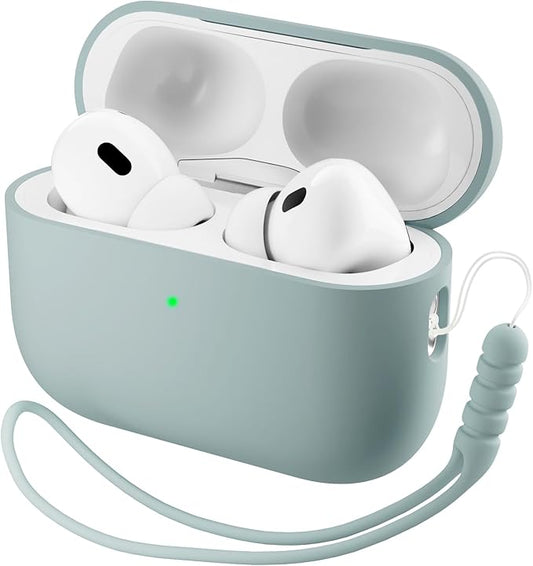 ORNARTO Compatible with AirPods Pro 3 Case 2025, Full Protective Hybrid Silicone for AirPods Pro 3rd Generation Case, Front LED Visible Skin Cover-Mint Green