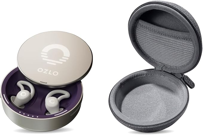 Ozlo Sleepbuds and Travel Case Bundle | Advanced Noise-Masking Sleep Earbuds - Comfortable Side Sleeper Headphones - Science-Backed Sleep Sounds - Secure Hard Case