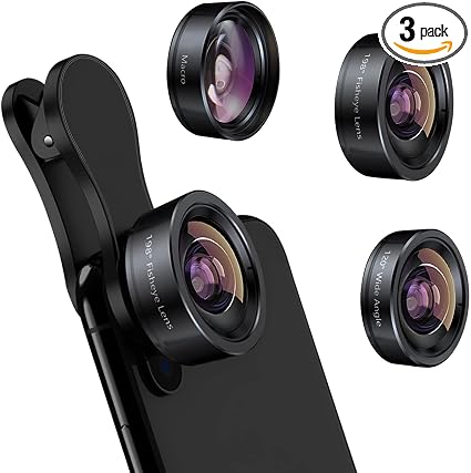 KEYWING 3in1 Phone Camera Lens Kit Fisheye+Wide Angle+Macro Lens for iPhone
