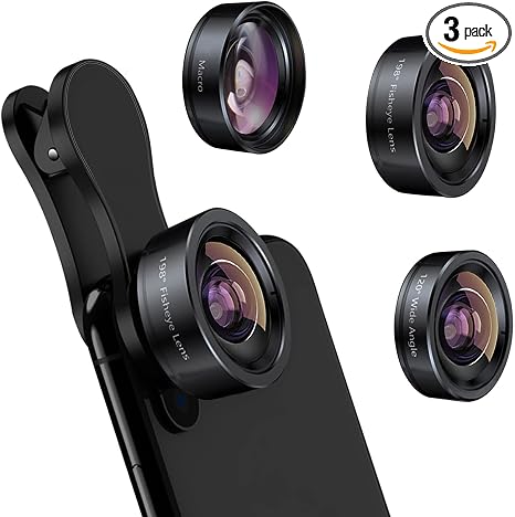 KEYWING 3in1 Phone Camera Lens Kit Fisheye+Wide Angle+Macro Lens for iPhone