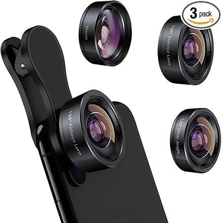 KEYWING 3in1 Phone Camera Lens Kit Fisheye+Wide Angle+Macro Lens for iPhone