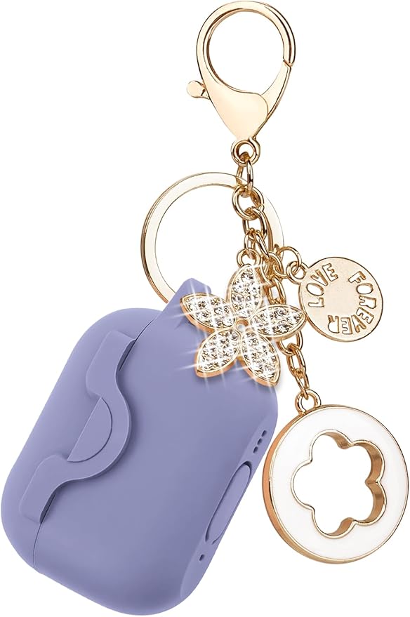Secure Lock Bling Keychain Case for AirPods Pro 2nd Generation, Grey Blue