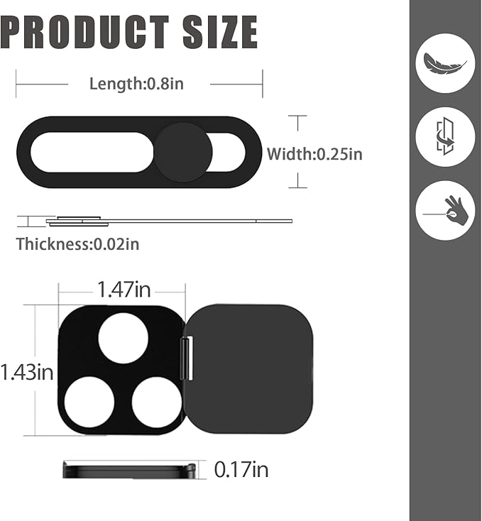 Privacy Lens Cover Compatible for iPhone 17 with Front Camera Cover,Protect Privacy and Security But Not Affect Facial Recognition（2Pack） Black